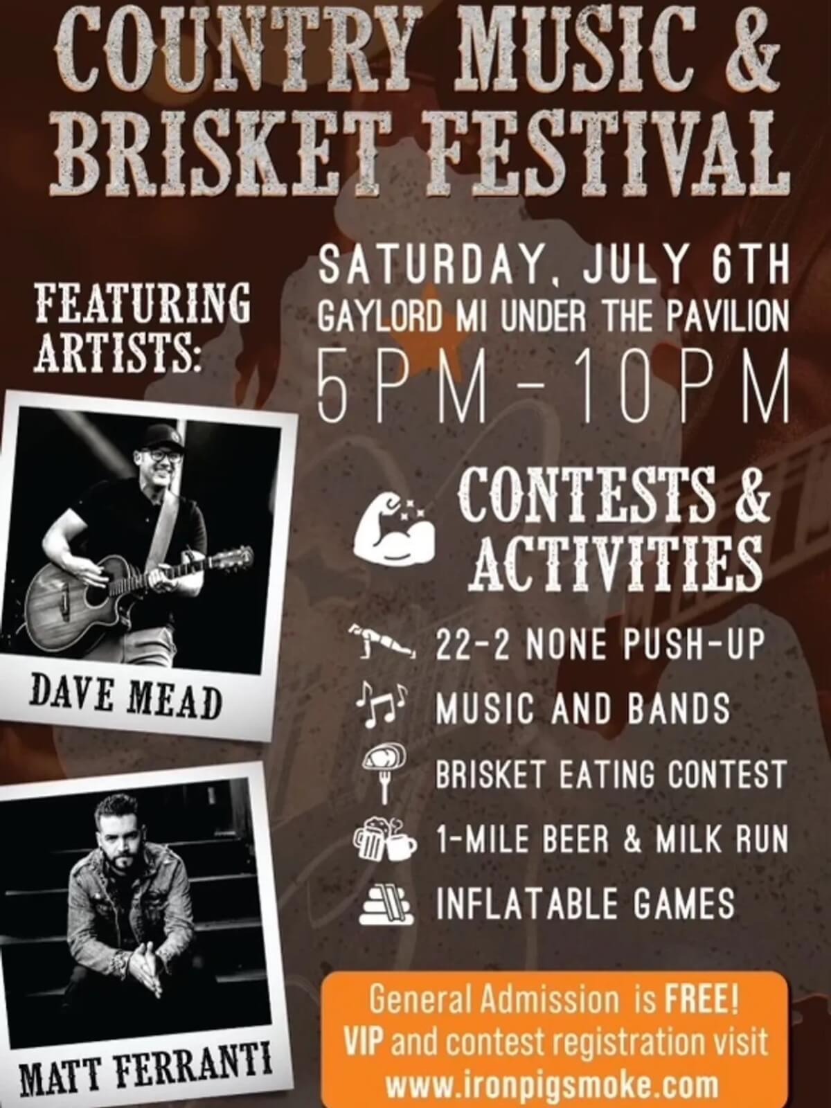 Country Music and Brisket Festival Iron Pig Smokehouse Gaylord